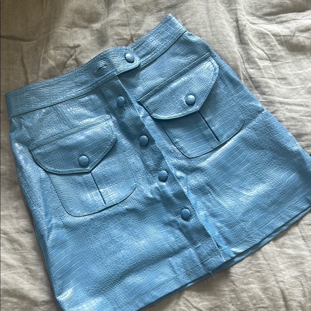 FRNCH CONNECTION Blue Textured Skirt